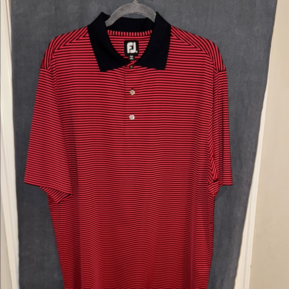 FootJoy Men's Red Striped Polo Shirt